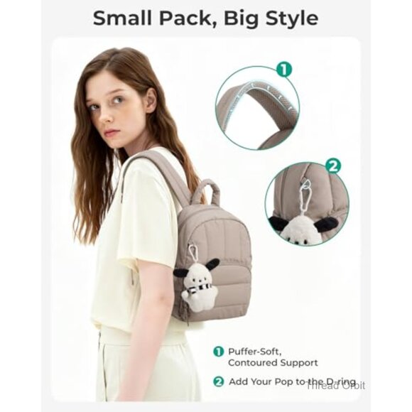 Mini Puffer Backpack, Lightweight Quilted Daypack, Water-Resistant Travel Purse main image 7